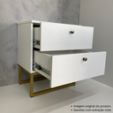 Ver imagem 5 de Mesa de Cabeceira Industrial Mdf com Pés Metalon Dourado Plancasa Branco Tx