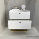 Ver imagem 6 de Mesa de Cabeceira Industrial Mdf com Pés Metalon Dourado Plancasa Branco Tx