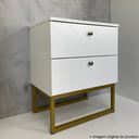 Ver imagem 3 de Mesa de Cabeceira Industrial Mdf com Pés Metalon Dourado Plancasa Branco Tx