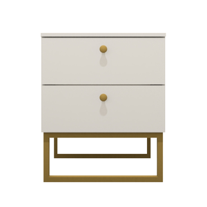 Mesa de Cabeceira Industrial Mdf com Pés Metalon Dourado Plancasa Branco Tx
