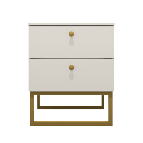 Mesa de Cabeceira Industrial Mdf com Pés Metalon Dourado Plancasa Branco Tx