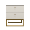Ver imagem 1 de Mesa de Cabeceira Industrial Mdf com Pés Metalon Dourado Plancasa Branco Tx