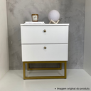 Ver imagem 4 de Mesa de Cabeceira Industrial Mdf com Pés Metalon Dourado Plancasa Branco Tx