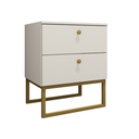 Ver imagem 2 de Mesa de Cabeceira Industrial Mdf com Pés Metalon Dourado Plancasa Branco Tx