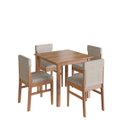 Ver imagem 2 de Conjunto Mesa Jantar Quadrada 80cm 4 Cadeiras Madeira Estofadas Arezzo Amêndoa Cbmj4a80
