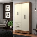 Ver imagem 1 de Guarda-Roupas Grande Solteiro 4 Portas 3 Gavetas Nature Off White Soberano