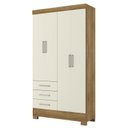Ver imagem 3 de Guarda-Roupas Grande Solteiro 4 Portas 3 Gavetas Nature Off White Soberano