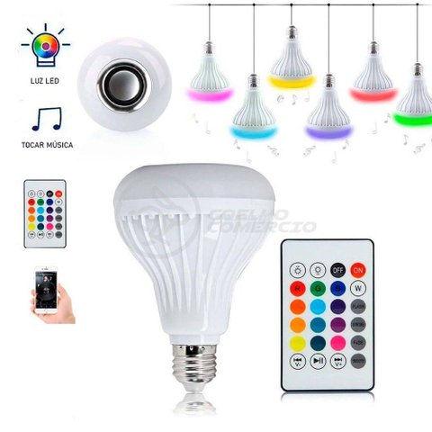 Lâmpada Led 12w E27 Rgb Colorida com Caixa de Som