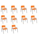 Ver imagem 1 de Kit 10 Cadeiras Infantil Iso, Escola, Base Cinza- Laranja