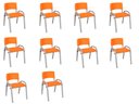 Ver imagem 1 de Kit 10 Cadeiras Infantil Iso, Escola, Base Cinza- Laranja