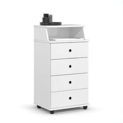Mesa de Cabeceira Luxo New Ii 4 Gavetas Branco – EJ Móveis