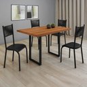 Ver imagem 1 de Conjunto Sala de Jantar 4 Cadeiras Madeira Mariana Preto/Freijó