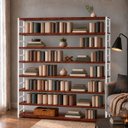Ver imagem 1 de Estante Multiuso Organizador Livreiro Estilo Industrial 180x170 Branco Mogno