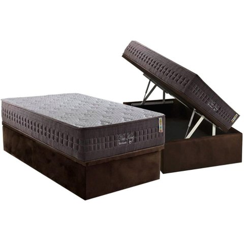 Cama Box Baú Solteiro: Colchão Molas Masterpocket Ensacadas D Angelis Anjos New King Brown + Base