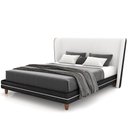 Ver imagem 4 de Cabeceira King Nilo 195cm com Cama Pés Madeira Suném P05 Couríssimo Preto Bouclê Cru - Lyam Decor