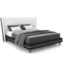 Ver imagem 2 de Cabeceira King Nilo 195cm com Cama Pés Madeira Suném P05 Couríssimo Preto Bouclê Cru - Lyam Decor