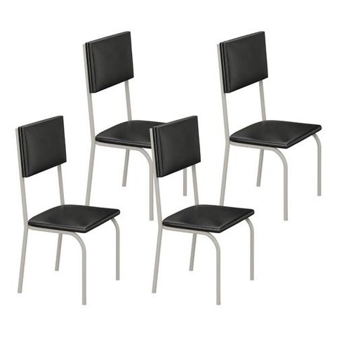 Kit 4 Cadeiras Ana Corino Preto Tubo Champanhe