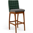 Ver imagem 3 de Kit 05 Banquetas Altas Sala Jantar Fixa Mila B04 Facto Verde Musgo Linho Cinza Escuro - Lyam Decor