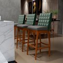 Ver imagem 2 de Kit 05 Banquetas Altas Sala Jantar Fixa Mila B04 Facto Verde Musgo Linho Cinza Escuro - Lyam Decor