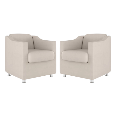 Kit 2 Poltronas Bia Decorativa Reforçada Recepção Clinica Salão Sala de Estar Suede:bege