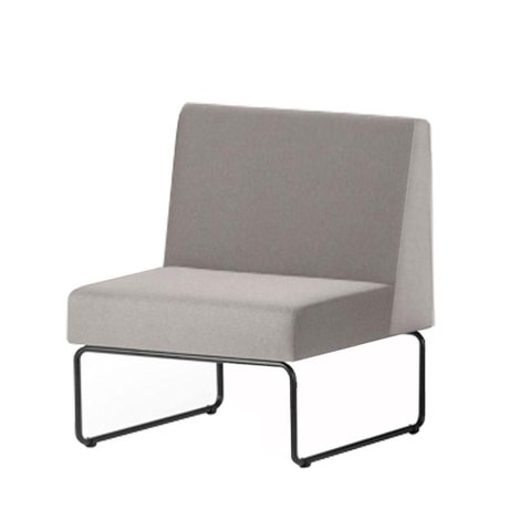 Poltrona Modular Pix Assento Courino Cinza Claro Base Aco Preto - 55302