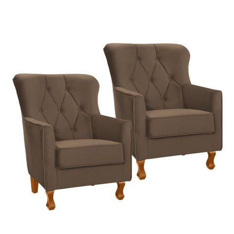 Kit 2 Poltronas Ferrara em Madeira de Eucalipto Movellu Home