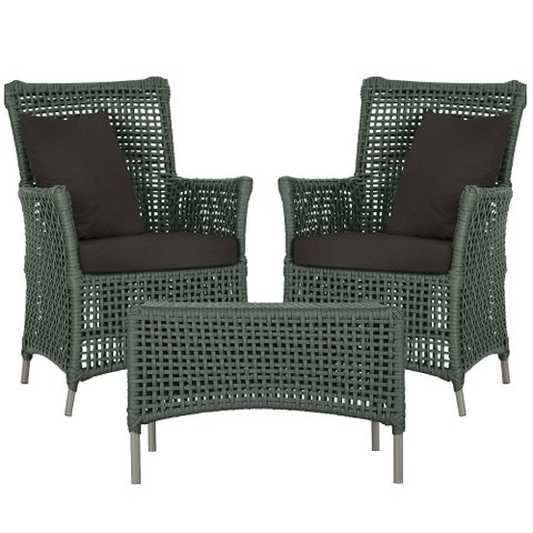 2 Poltronas e 1 Mesa Igapó em Alumínio Pintura Fendi Corda Náutica Estofado 9