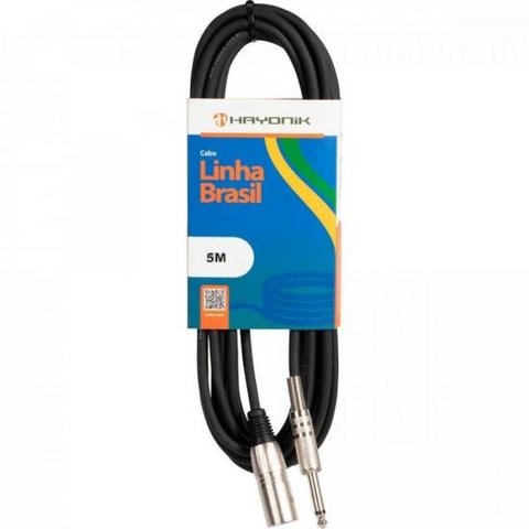 Cabo para Microfone Linha BRASIL XLR(M) X P10 5m Preto HAYONIK