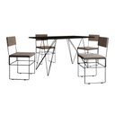 Ver imagem 2 de Mesa Jantar Industrial Trama 1,40x0,80m Preta com 4 Cadeiras Estofadas Vitória Bege e Preta
