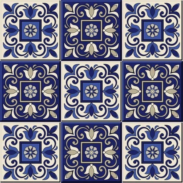 Papel De Parede Azulejos Azul 300 x 59cm - 2