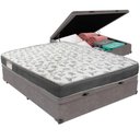 Ver imagem 1 de Cama Box Baú Cinza e Colchão Iso100 Espuma D33 Casal Ortobom
