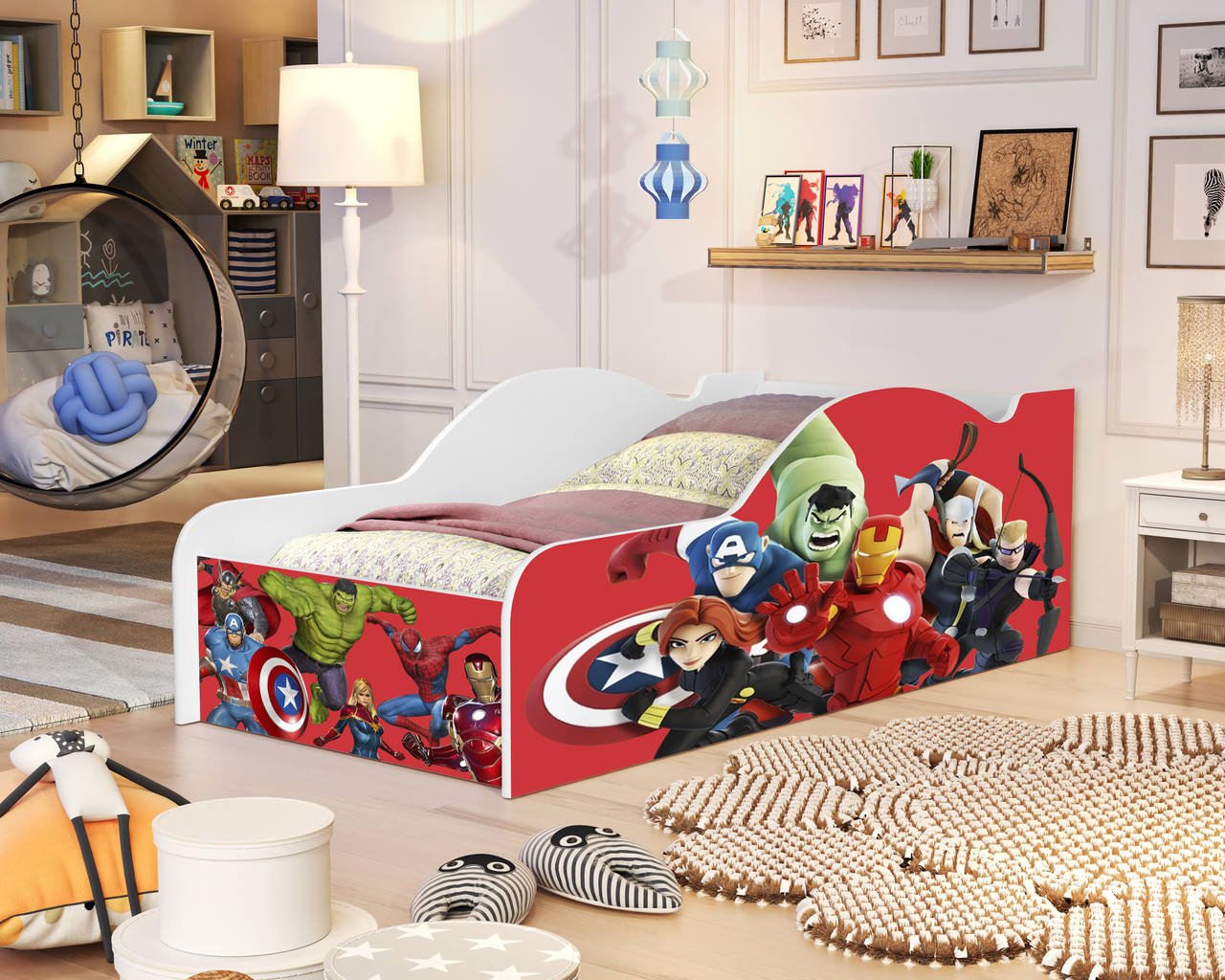 Cama Infantil Vingadores Heróis N&E Loja Vermelho | MadeiraMadeira