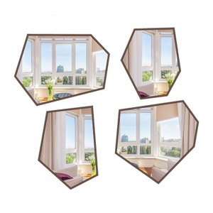Kit 4 Espelhos Design Exclusivo Orgânico Geométrico Moldura