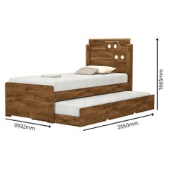 Cama Bibox Solteiro Luiza com Auxiliar 100% Mdf Resistente:canela - 3