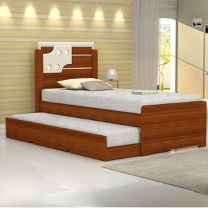 Cama Bibox Solteiro Luiza com Auxiliar 100% Mdf Resistente:canela
