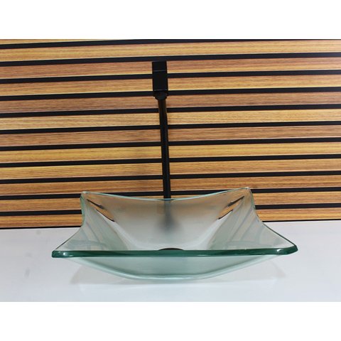 CUBA DE VIDRO QUADRADA 31CM INCOLOR FOSCA