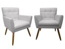 Ver imagem 1 de Kit 2 Poltronas Decorativa Onix Couro Branco Pés Madeira Ms Decor