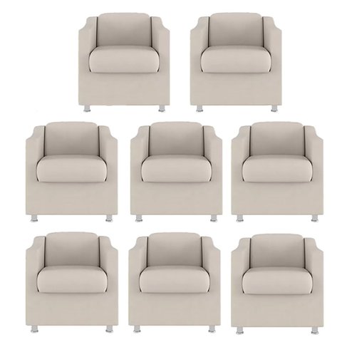 Kit 8 Poltronas Bia Decorativa Reforçada Recepção Clinica Salão Sala de Estar Suede:bege