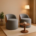 Ver imagem 1 de Kit 2 Puff Curvo com Encosto Redondo Orgânico Sala Confortável Resistente Composé Suede Corino