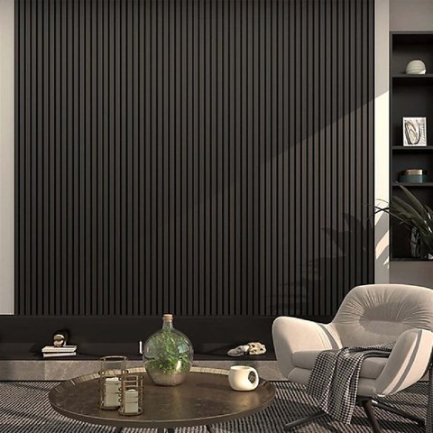 Painel Ripado Interno de Poliestireno 270cm x 12cm 1cm Formaco Decor Preto