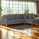Ver imagem 1 de Sofá 4 Lugares Beny com Chaise Direito Suede Cinza