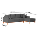 Ver imagem 6 de Sofá 4 Lugares Beny com Chaise Direito Suede Cinza