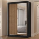 Ver imagem 1 de Guarda-roupa Solteiro 2 Portas de Correr com Espelho 2 Gavetas Preto/rustic Vivare Madesa