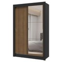 Ver imagem 3 de Guarda-roupa Solteiro 2 Portas de Correr com Espelho 2 Gavetas Preto/rustic Vivare Madesa