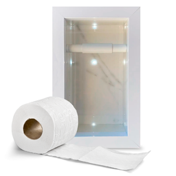 Porta Papel Higiênico Duplo em Porcelanato Branco Carrara - 5