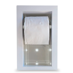Porta Papel Higiênico Duplo em Porcelanato Branco Carrara - 2
