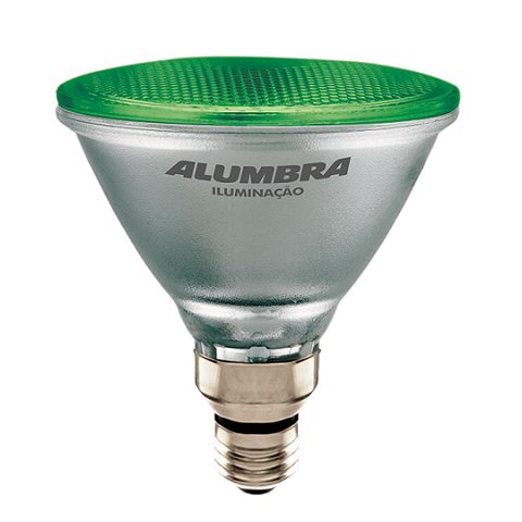 Lâmpada Halogena PAR38 100W 30º BASE E-27 LUZ VERDE - 127 Volts