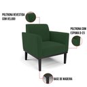 Ver imagem 6 de Poltrona Base de Madeira Fixa Preto Marisa Veludo D03 - D’Rossi Verde