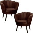 Ver imagem 2 de Kit Duas Poltronas Pétala em Sued Premium Marrom Sua Casa Decorações