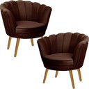 Ver imagem 1 de Kit Duas Poltronas Pétala em Sued Premium Marrom Sua Casa Decorações